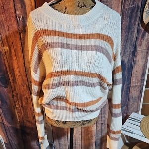 Striped Cream and Brown Women's Sweater